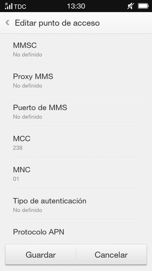 Desplácese hacia abajo e introduzca la información MMS