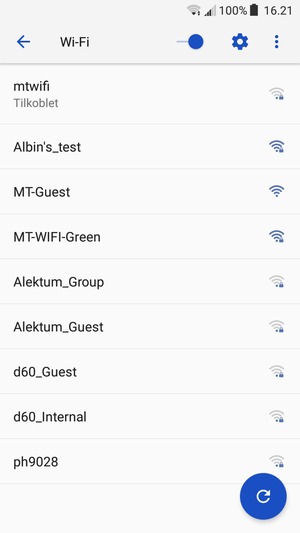 Du er nå koblet til Wi-Fi-nettverket
