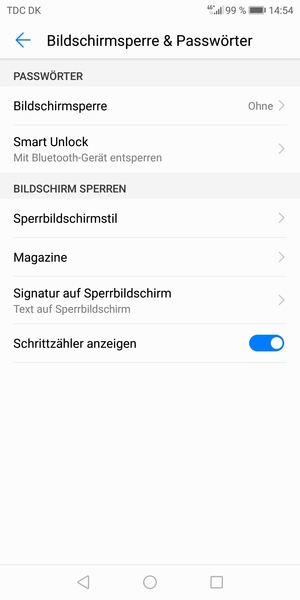 Wählen Sie Bildschirmsperre