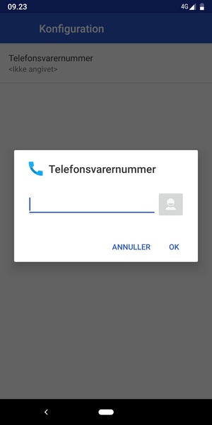 Indtast Telefonsvarernummer og vælg OK