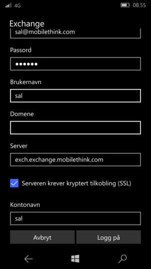 Bla ned og gi din konto et navn. Velg Logg på