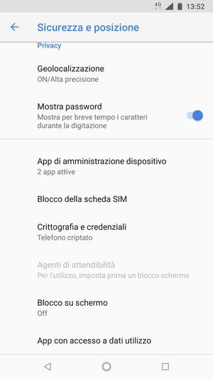 Scorri e seleziona Blocco della scheda SIM