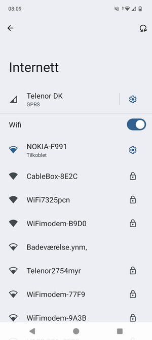 Du er nå koblet til Wi-Fi-nettverket