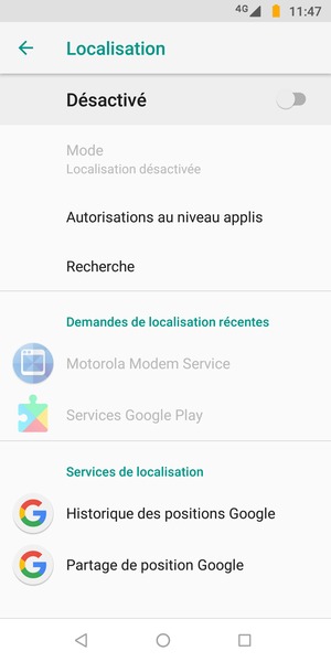 Désactiver le Localisation