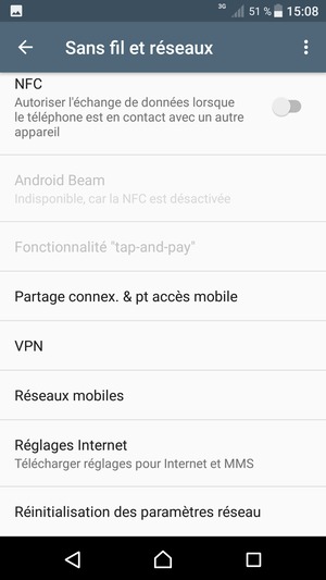 Sélectionnez Partage connex. & pt accès mobile