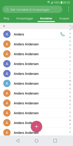 Velg menyknappen