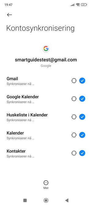 Din informasjon blir synkronisert