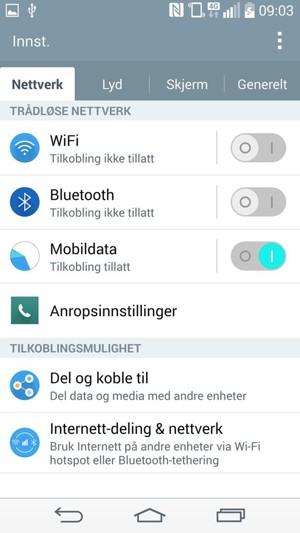Velg Internett-deling & nettverk