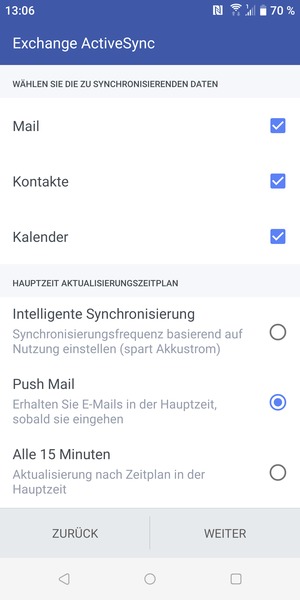 Wählen Sie die gewünschte Option und wählen Sie WEITER
