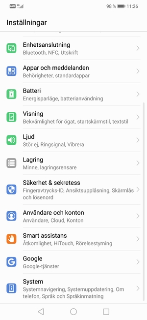 Välj Batteri