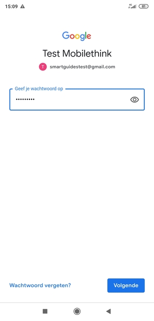 Voer uw Gmail wachtwoord in en selecteer Volgende