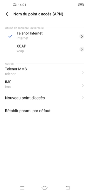 Sélectionnez Rétablir param. par défaut