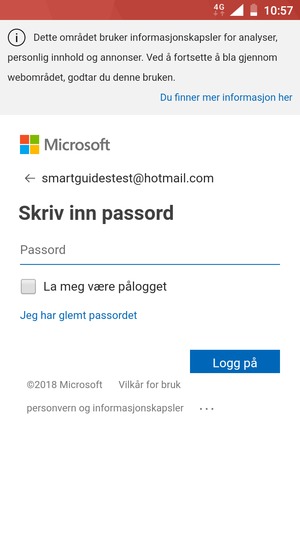 Skriv inn passord og velg Logg på