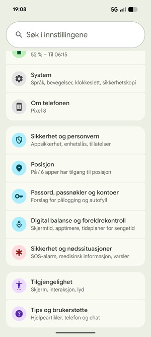 Bla til og velg Passord, passnøkler og kontoer