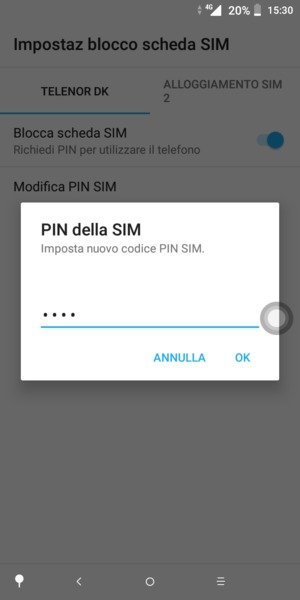 Inserisci Nuovo PIN della SIM e seleziona OK