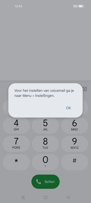 Als uw voicemail niet geïnstalleerd is, selecteert u OK