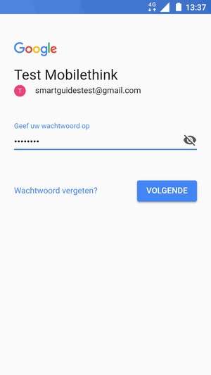 Voer uw wachtwoord in en selecteer VOLGENDE