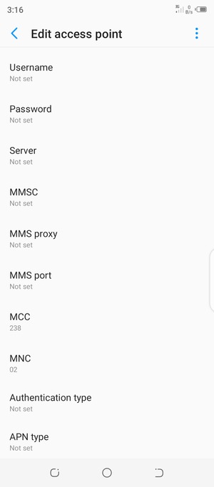 Scroll down and enter MMS information