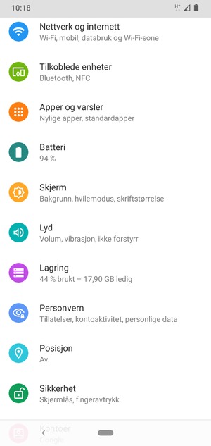 Velg Nettverk og Internett