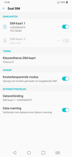 Schakel Data-roaming in of uit