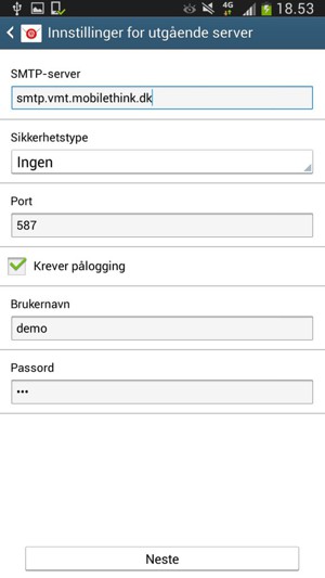 Skriv inn utgående serveradresse