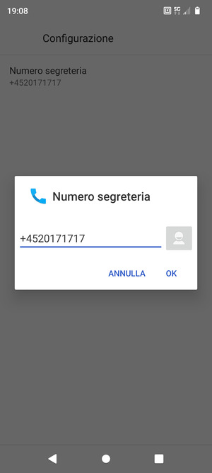 Inserisci Numero segreteria e seleziona OK