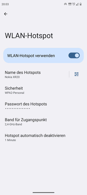 Ihr Handy ist jetzt für die Verwendung als Modem eingerichtet