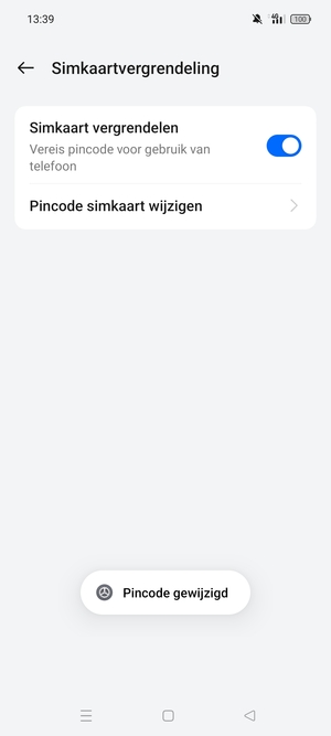 Uw Pincode voor simkaart is gewijzigd