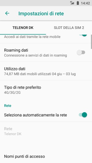 Scorri e seleziona Nomi punti di accesso