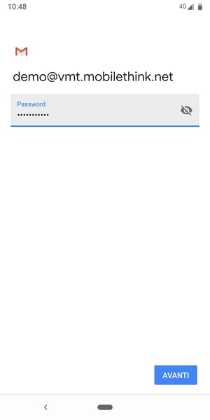 Inserisci la tua password e seleziona AVANTI