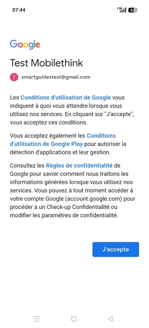 Sélectionnez J'accepte