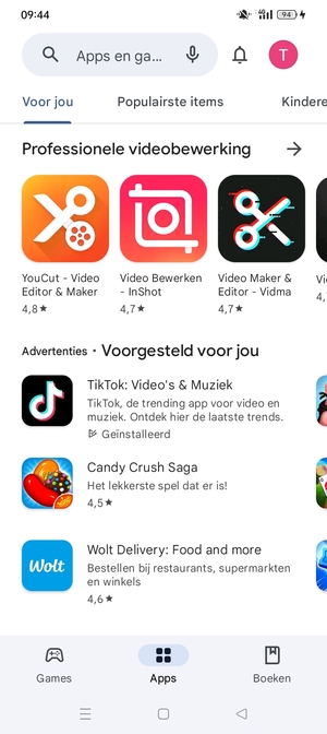 Selecteer de zoekbalk