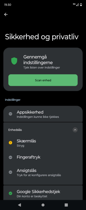 Vælg Skærmlås