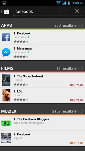 Selecteer de app