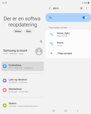 Vælg det trådløse netværk, du ønsker at oprette forbindelse til