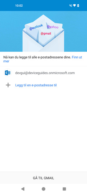 Velg GÅ TIL GMAIL