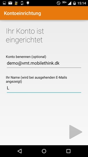 Geben Sie Ihrem Konto einen Namen und geben Sie Ihren Namen ein. Wählen Sie WEITER