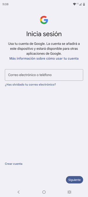 Introduzca su dirección de Gmail y seleccione Siguiente