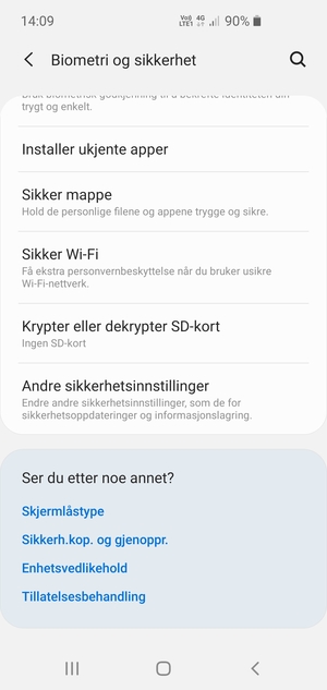 Bla til og velg Andre sikkerhetsinnstillinger