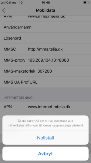 Välj Nollställ