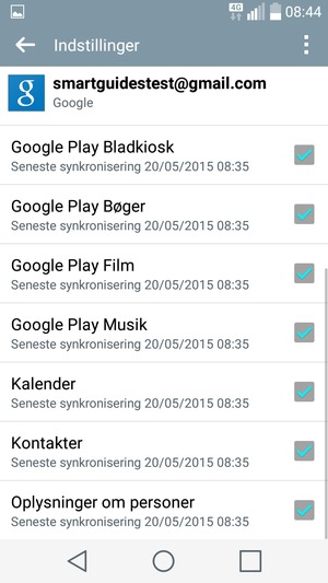 Kontroller at Kontakter er valgt