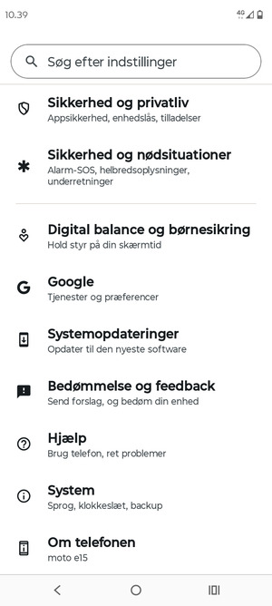 Scroll til og vælg Systemopdateringer