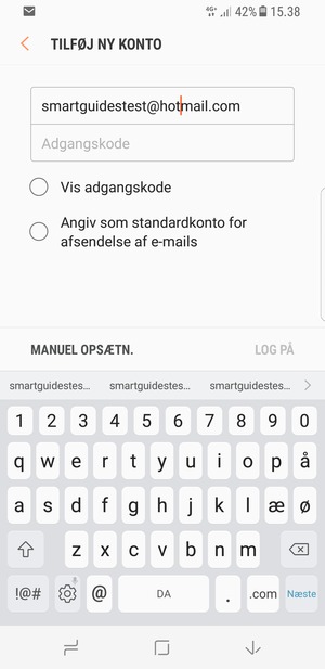 Indtast din Hotmail adresse og vælg Næste