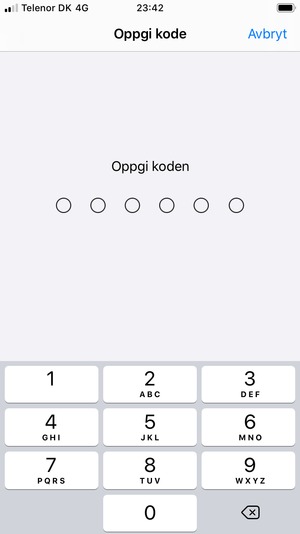 Skriv inn passkoden for telefonlåsen dersom denne allerede er aktivert på telefonen din