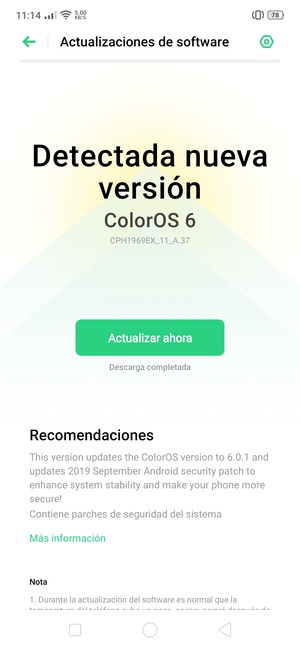 Si su teléfono no está actualizado, siga las instrucciones que aparecen en pantalla.
