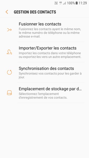 Sélectionnez Importer/Exporter les contacts
