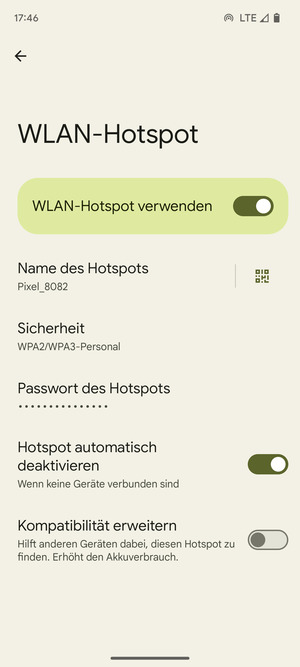 Ihr Handy ist jetzt für die Verwendung als Modem eingerichtet