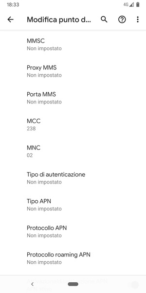 Scorri verso il basso e inserisci le informazioni degli MMS