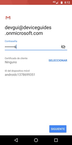Introduzca su contraseña y seleccione SIGUIENTE