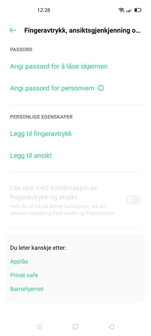 Velg Angi passord for å låse skjermen